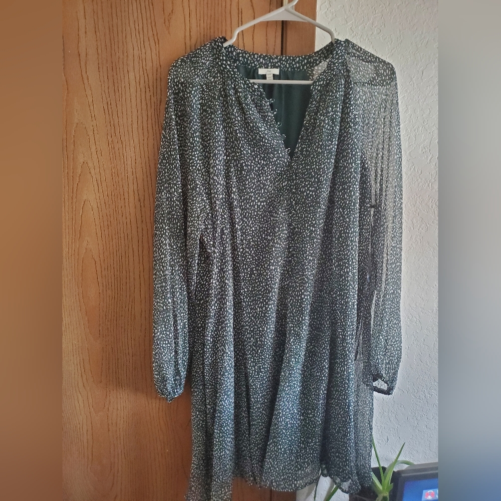 Women's Large Green Balloon Sleeve Dress